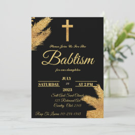 Gold und schwarze Pampas Grass-Taufe Einladung