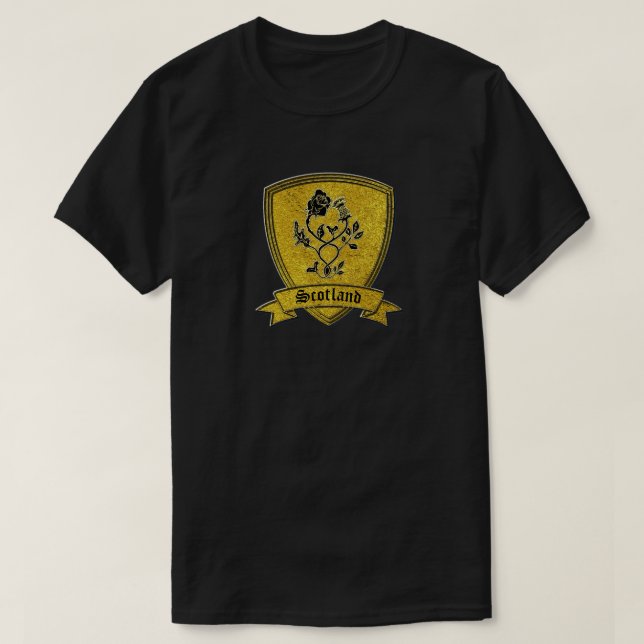 Gold und schwarze Rose und Distel T-Shirt (Design vorne)