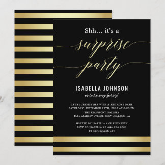 Gold und schwarze Streifen... Es ist ein überrasch Einladung