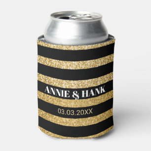 Gold und schwarze Streifen - Save the Date Dosenkühler