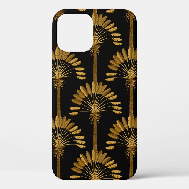 Gold und schwarze Tapeten mit Blumenmuster Case-Mate iPhone Hülle (Rückseite)