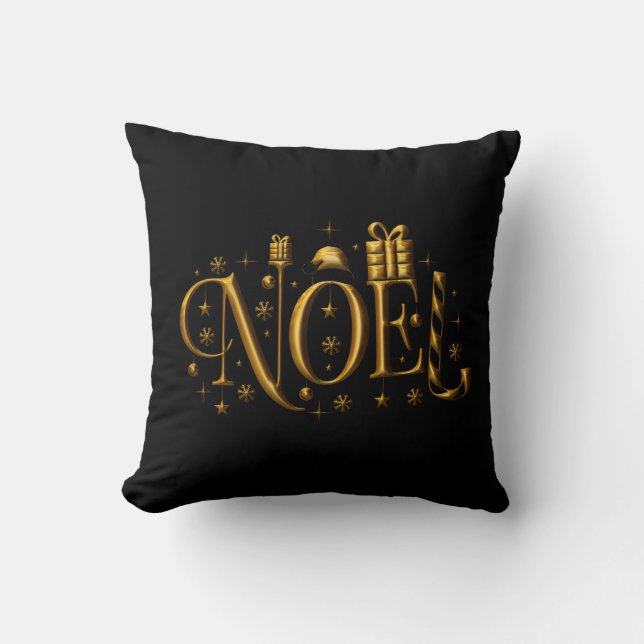 Gold und Schwarze Weihnachten Kissen (Vorderseite)