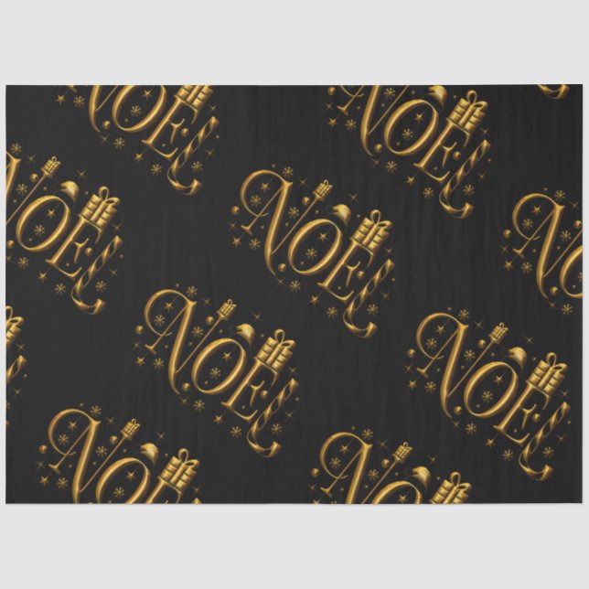 Gold und Schwarze Weihnachten Seidenpapier (Vorderseite)