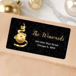 Gold und Schwarze Weihnachtsschmuck Adressaufkleber