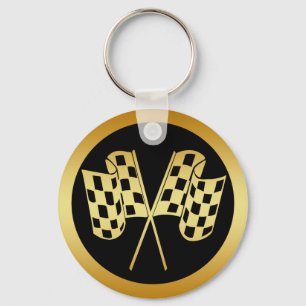 GOLD UND SCHWARZE ZIELFLAGGE SCHLÜSSELANHÄNGER