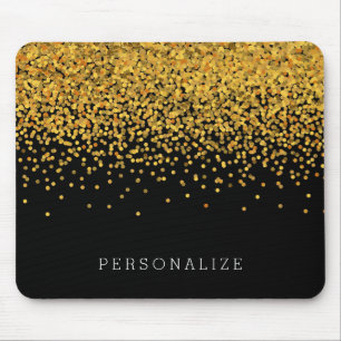 Gold und schwarzer Confetti Mousepad