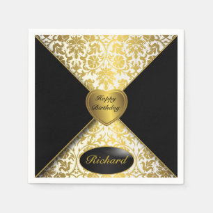 Gold und schwarzer Damast Serviette