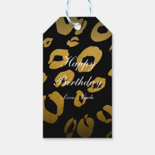 Gold- und schwarzer Leopardenprint Chic Party-Gesc Geschenkanhänger