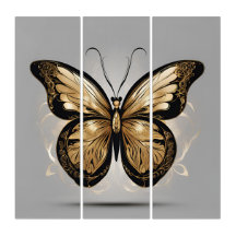 Gold und Schwarzer Schmetterling auf Silber