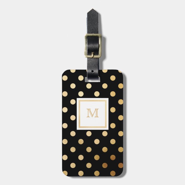 Gold und schwarzer Tupfen-Gepäckanhänger Gepäckanhänger (Vorderseite vertikal)
