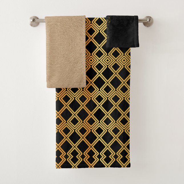 Gold und Schwarzes Badhandtuch Set (Insitu)