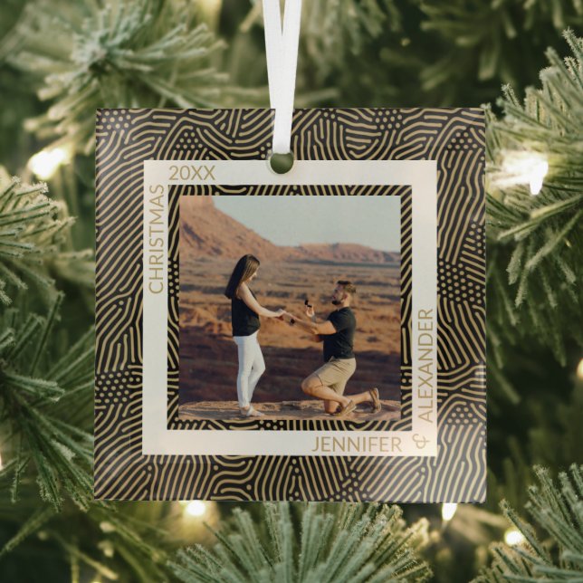 Gold und Schwarzes Foto Ornament Aus Glas (Insitu)