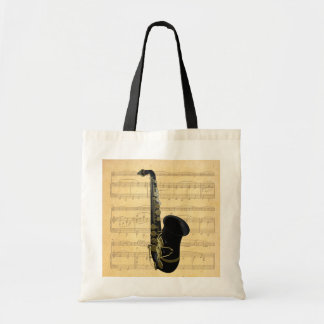 Gold und schwarzes Saxophone-Leinwand-Handwerk u. Tragetasche