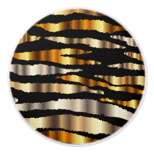 Gold-und Schwarzesmetallische Zebra-Streifen Keramikknauf