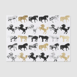 Gold und Schwarzweiss-moderne Marmorierungpferde Seidenpapier