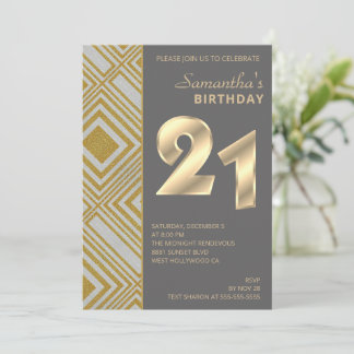 Gold und Silber Art Deco Einladung zum Geburtstag