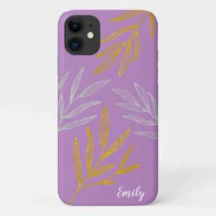 Gold und Silber Blätter Personalisiert Phone Case