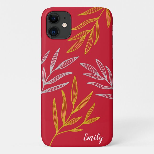 Gold und Silber Blätter Personalisiert Phone Case (Rückseite)