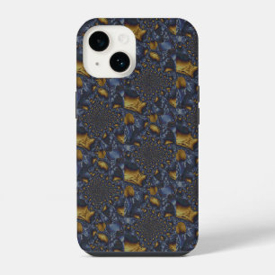 Gold und Silber Blau Geschmolzenes Metall iPhone 14 Hülle