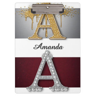 Gold- und Silber-Buchstabe A-Monogramm Klemmbrett