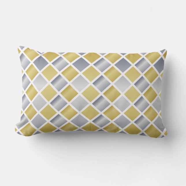 Gold und Silber (Diamond Checkered) Lendenkissen (Vorderseite)