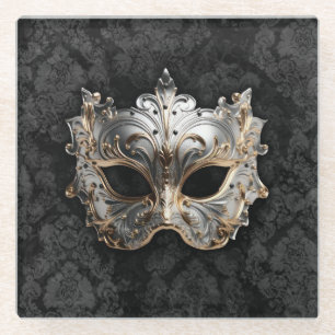 Gold- und Silber-Filigran-Venetianische Maske Glasuntersetzer