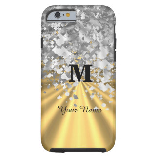Gold- und Silber-Glitter mit Monogramm Tough iPhone 6 Hülle