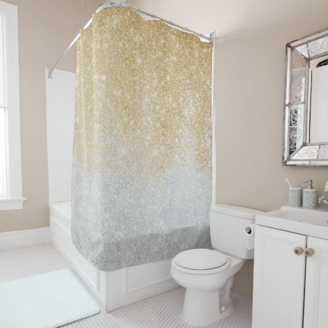 Gold und Silber Glitzer Ombre Luxury Design Duschvorhang (Beispiel)
