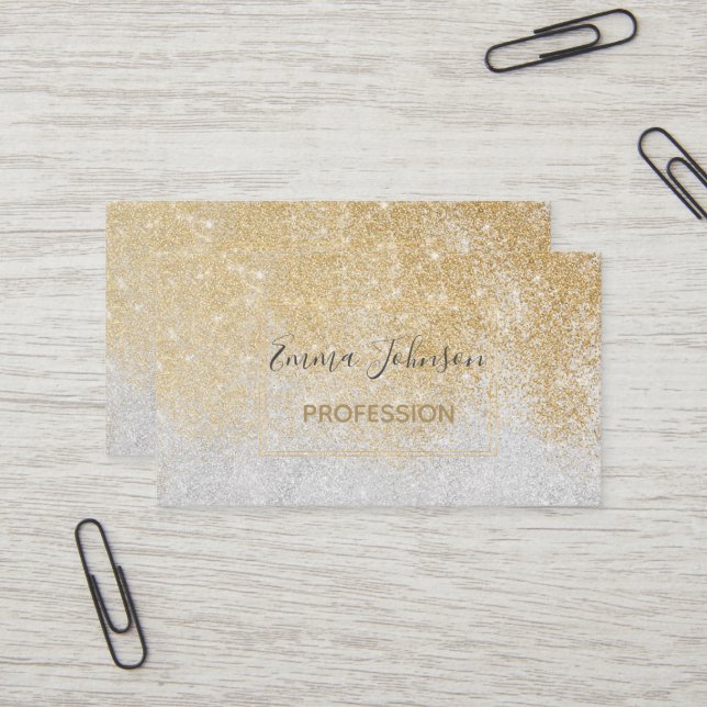 Gold und Silber Glitzer Ombre Luxury Design Visitenkarte (Vorderseite/Rückseite Beispiel)