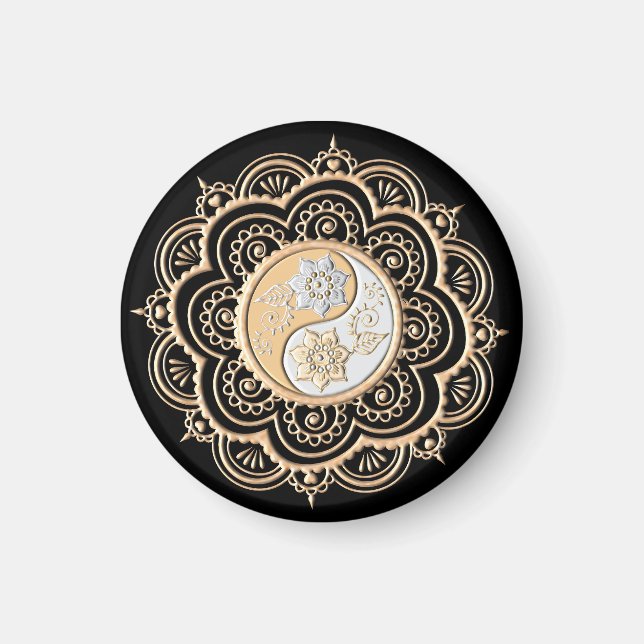 Gold- und Silber-Mandala Magnet (Vorne)