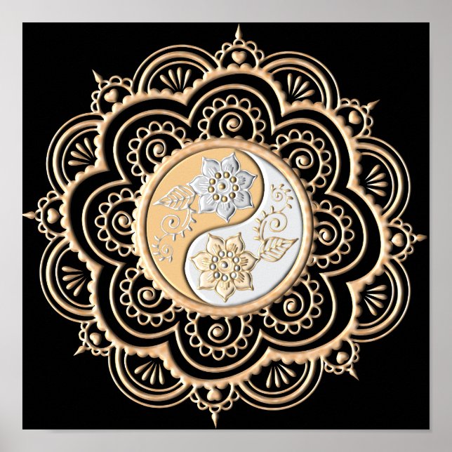 Gold- und Silber-Mandala Poster (Vorne)