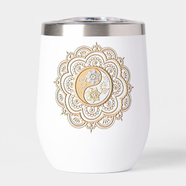 Gold- und Silber-Mandala-Wasserflasche (Vorderseite)