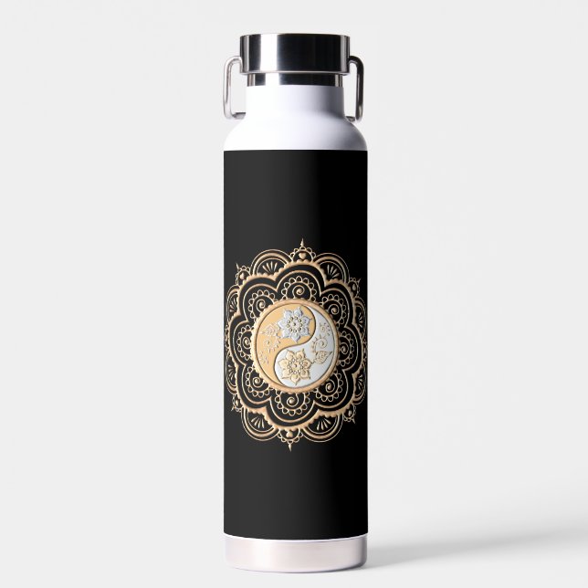Gold- und Silber-Mandala-Wasserflasche Trinkflasche (Vorne)