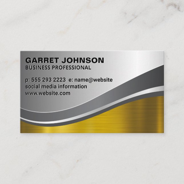 Gold und Silber-Metallic-Brushed Shine Visitenkarte (Vorderseite)