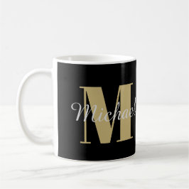 Gold und Silber Monogramm und Name Personalisiert Kaffeetasse