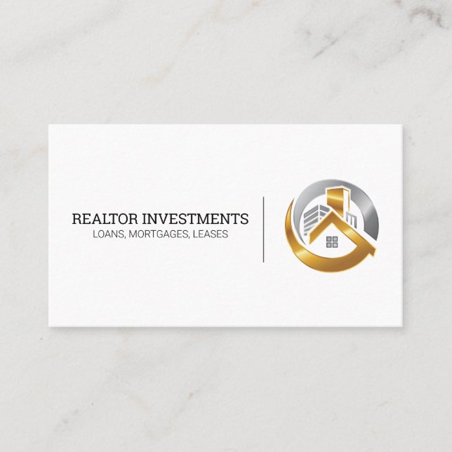 Gold und Silber-Real-Anwesen-House-Logo Visitenkarte (Vorderseite)