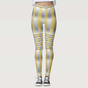 Gold und Silber (Schachbretter und Streifen) Leggings