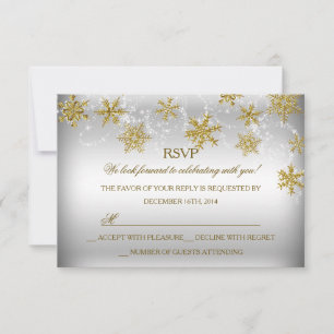 Gold- und Silber-Schneeflocken-Weihnachtsfeier-Zus RSVP Karte