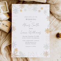 Gold und Silber Snowflakes Einladung Hochzeit