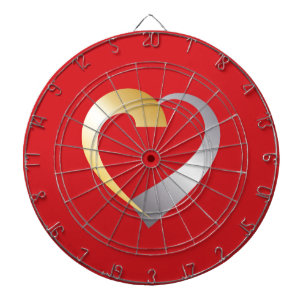 Gold und Silber Valentinherz Dartscheibe