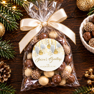 Gold- und Silber-Weihnachtsschmuck Runder Aufkleber