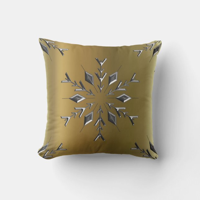Gold und Silber Weihnachtsstars Kissen (Vorderseite)