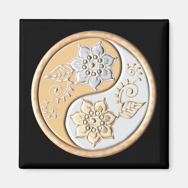 Gold- und Silber-Yin-Yang  Magnet (Vorne)