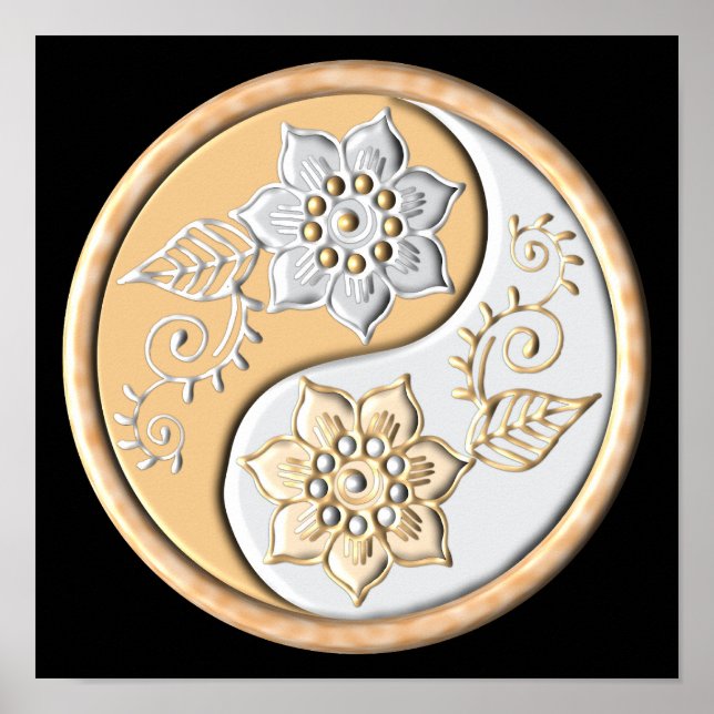 Gold- und Silber-Yin-Yang Poster (Vorne)