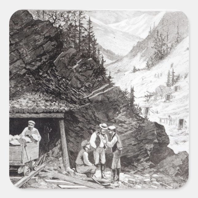 Gold- und Silberbergbau Quadratischer Aufkleber (Vorderseite)