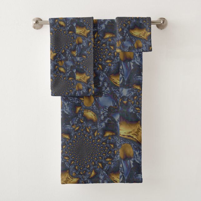 Gold und Silberblauer geschmolzene Metalle Badhandtuch Set (Insitu)