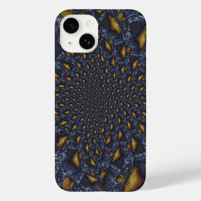 Gold und Silberblauer geschmolzene Metalle Case-Mate iPhone 14 Hülle (Rückseite)