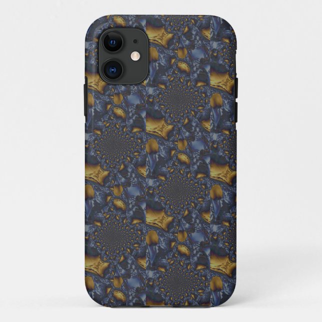Gold und Silberblauer geschmolzene Metalle Case-Mate iPhone Hülle (Rückseite)