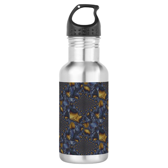 Gold und Silberblauer geschmolzene Metalle Edelstahlflasche (Vorderseite)
