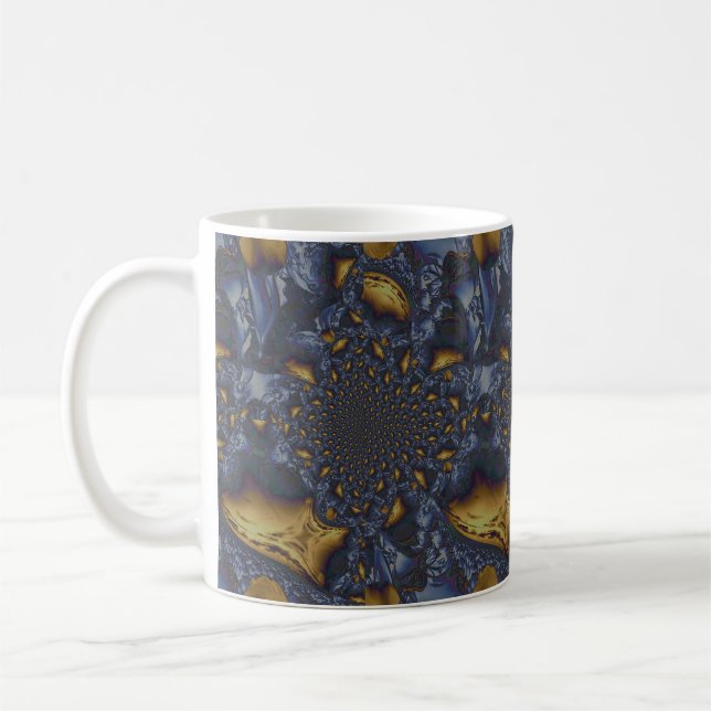 Gold und Silberblauer geschmolzene Metalle Kaffeetasse (Links)